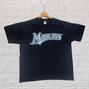 Y2K MLB Marlins T-Shirt Size XL Black